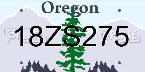 18ZS275 Oregon License Plate