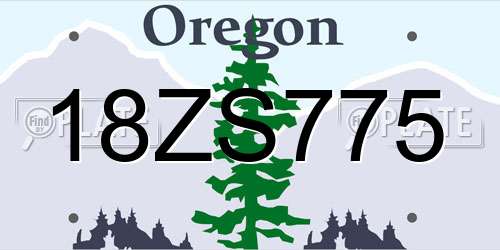 18ZS775 Oregon License Plate