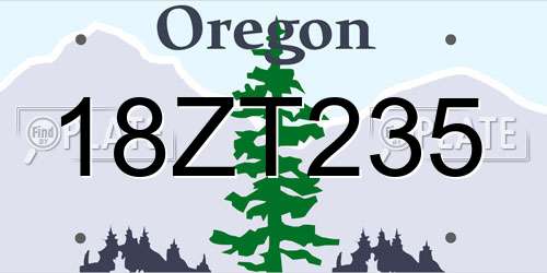 18ZT235 Oregon License Plate