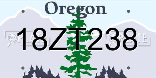 18ZT238 Oregon License Plate