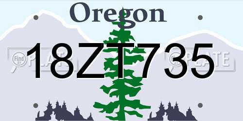 18ZT735 Oregon License Plate