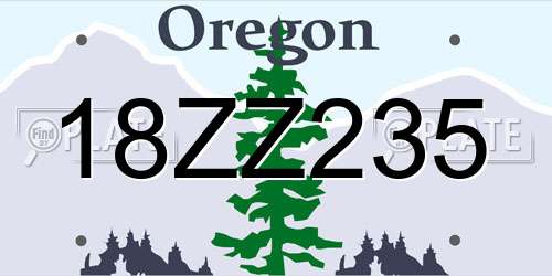 18ZZ235 Oregon License Plate