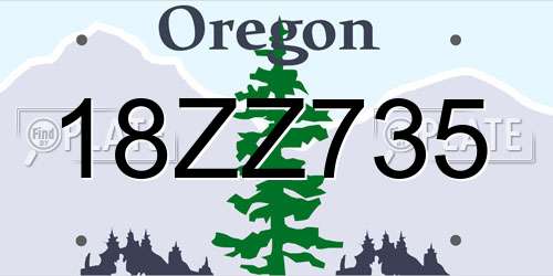 18ZZ735 Oregon License Plate