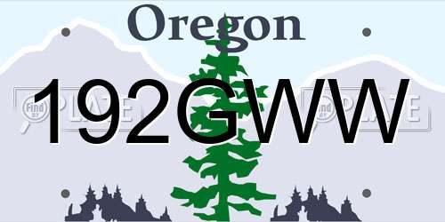 192GWW Oregon License Plate