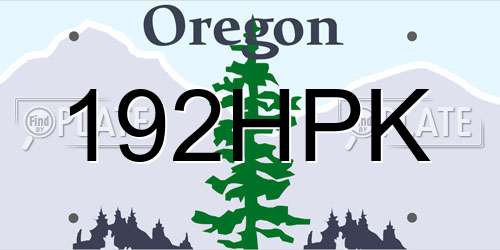 192HPK Oregon License Plate
