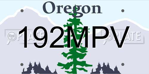 192MPV Oregon License Plate