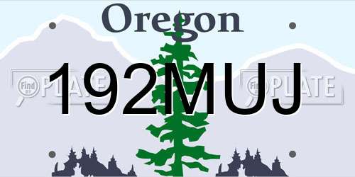 192MUJ Oregon License Plate