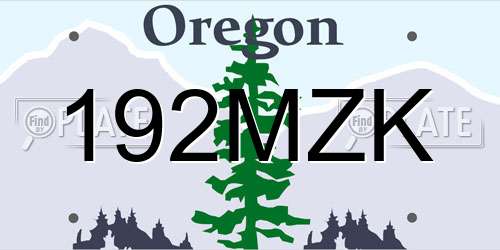 192MZK Oregon License Plate