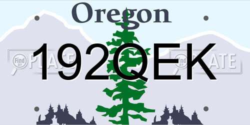 192QEK Oregon License Plate