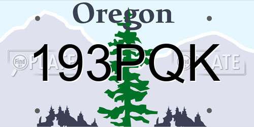 193PQK Oregon License Plate
