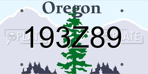 193Z89 Oregon License Plate