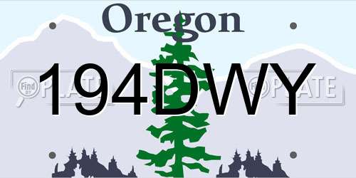 194DWY Oregon License Plate