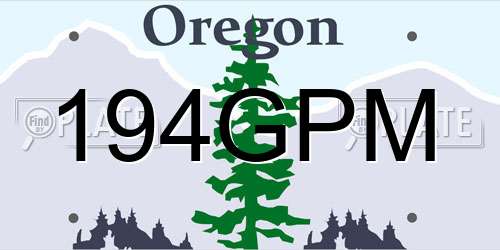 194GPM Oregon License Plate