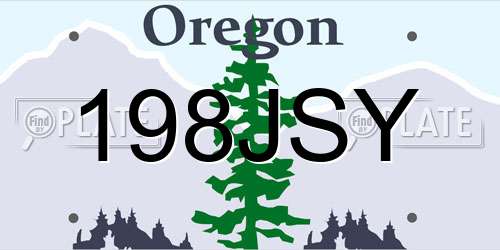 198JSY Oregon License Plate