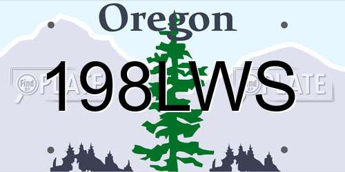 198LWS Oregon License Plate