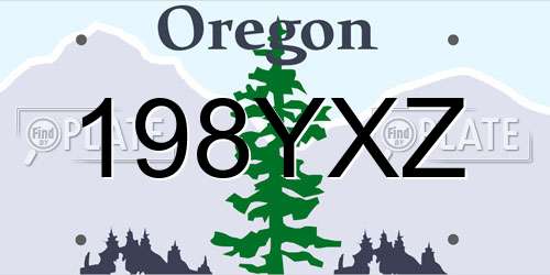 198YXZ Oregon License Plate