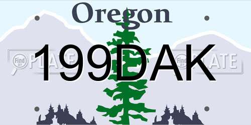 199DAK Oregon License Plate