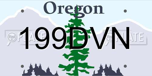 199DVN Oregon License Plate