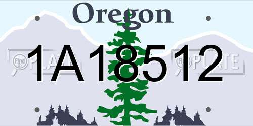1A18512 Oregon License Plate