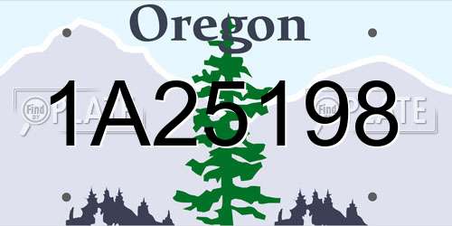 1A25198 Oregon License Plate