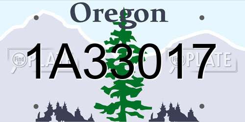 1A33017 Oregon License Plate