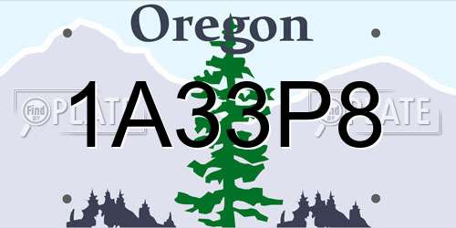 1A33P8 Oregon License Plate