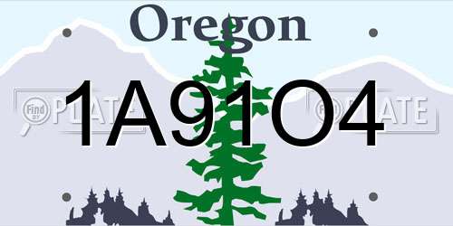1A91O4 Oregon License Plate