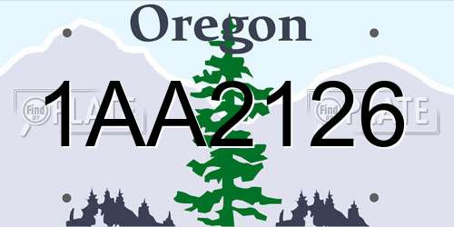 1AA2126 Oregon License Plate