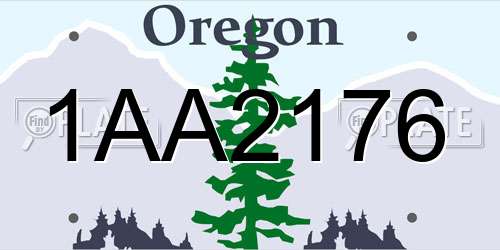 1AA2176 Oregon License Plate