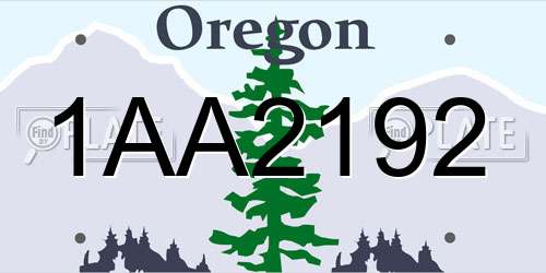 1AA2192 Oregon License Plate