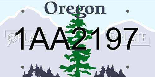 1AA2197 Oregon License Plate