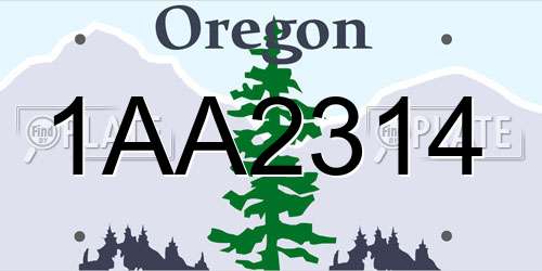1AA2314 Oregon License Plate