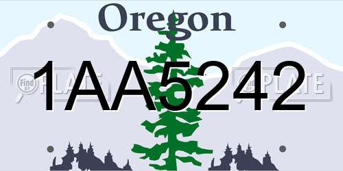 1AA5242 Oregon License Plate