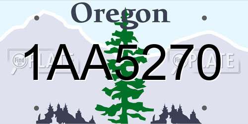 1AA5270 Oregon License Plate