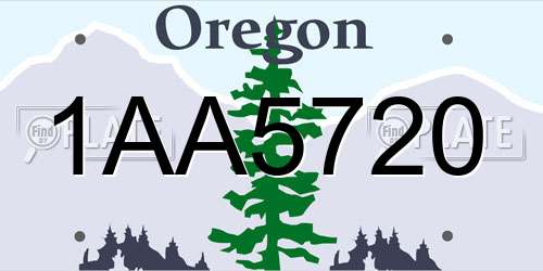 1AA5720 Oregon License Plate