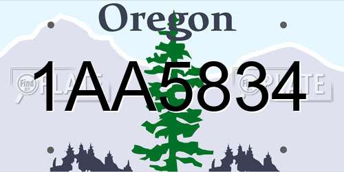 1AA5834 Oregon License Plate