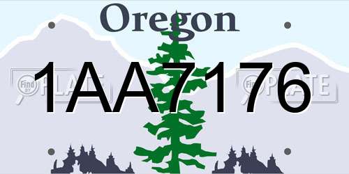 1AA7176 Oregon License Plate