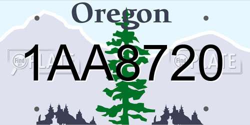 1AA8720 Oregon License Plate