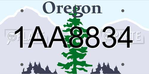 1AA8834 Oregon License Plate