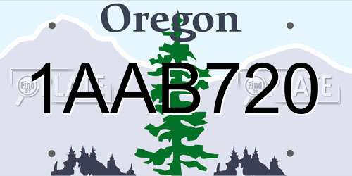 1AAB720 Oregon License Plate