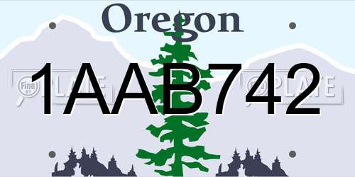 1AAB742 Oregon License Plate
