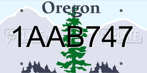 1AAB747 Oregon License Plate