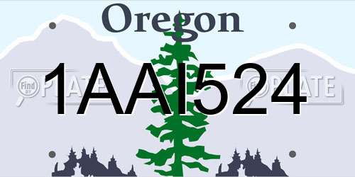 1AAI524 Oregon License Plate