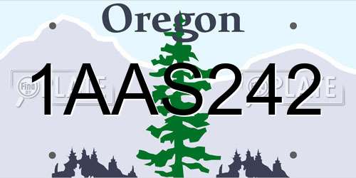 1AAS242 Oregon License Plate