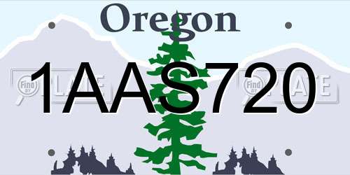 1AAS720 Oregon License Plate