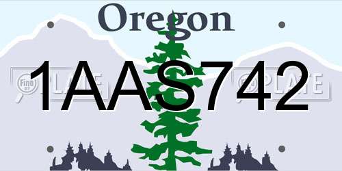 1AAS742 Oregon License Plate
