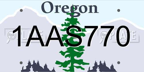 1AAS770 Oregon License Plate