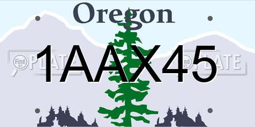 1AAX45 Oregon License Plate