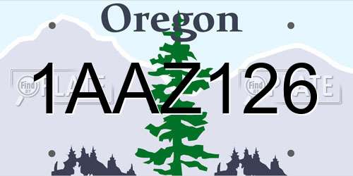 1AAZ126 Oregon License Plate