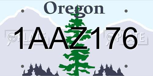 1AAZ176 Oregon License Plate